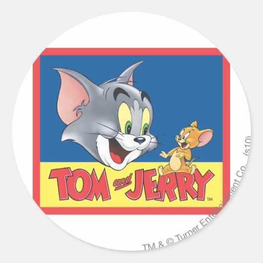 Tom and Jerry Logo Shaded Ronde Sticker (Voorkant)