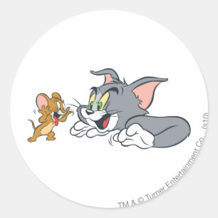 Tom and Jerry Make Faces Ronde Sticker