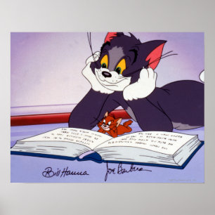 Tom And Jerry Reading Book Autographed Poster