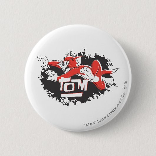 Tom Black en Red Logo Ronde Button 5,7 Cm (Voorkant)