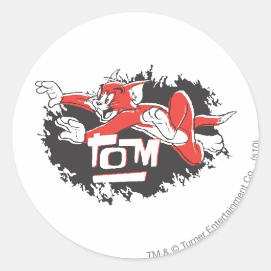 Tom Black en Red Logo Ronde Sticker (Voorkant)