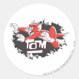 Tom Black en Red Logo Ronde Sticker