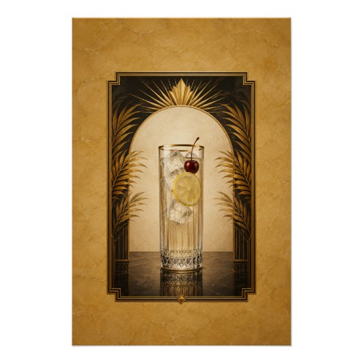 Tom Collins Art Deco Poster | Bar Kunst (Voorkant)