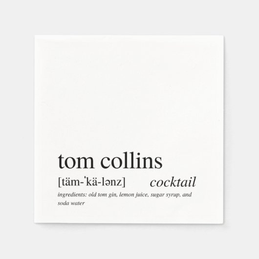 Tom Collins Modern Quote Black Typografie Cocktail Servet (Voorkant)