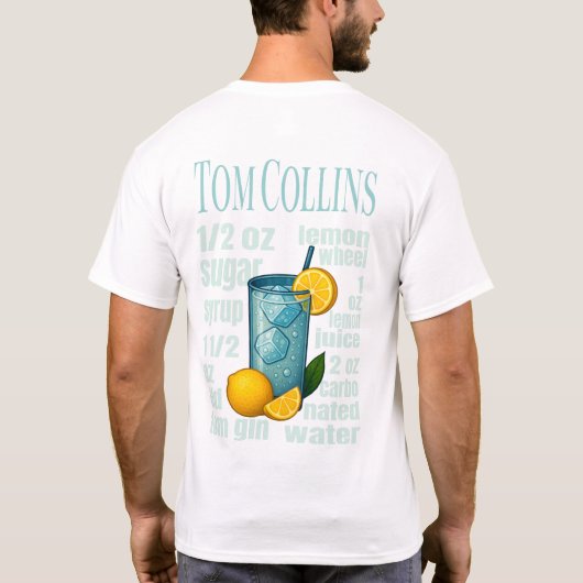 Tom Collins T-Shirt – Classic Gin Cocktail (Achterkant)