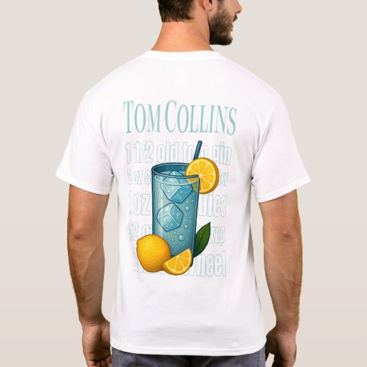 Tom Collins T-Shirt – Classic Gin Cocktail (Achterkant)