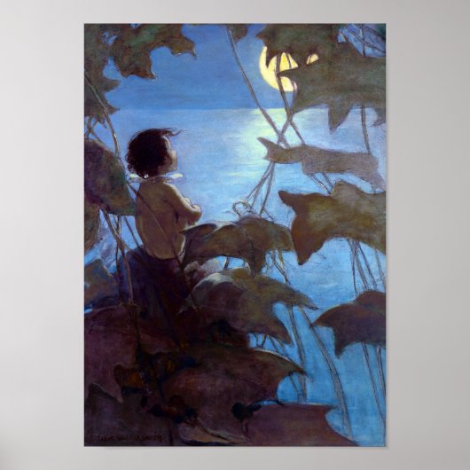 Tom die de maan bekijkt, Jessie Willcox Smith Poster (Voorkant)
