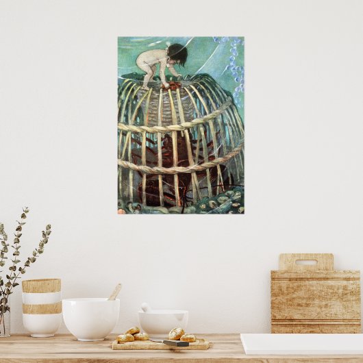 Tom en de Lobster van Jessie Willcox Smith Poster (Keuken)