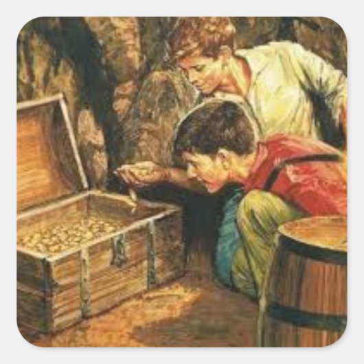 Tom en Huck vinden een schat Vierkante Sticker (Voorkant)