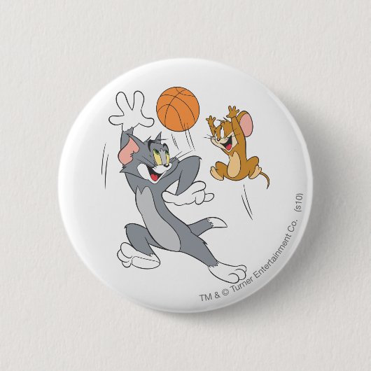 Tom en Jerry Basketball 1 Ronde Button 5,7 Cm (Voorkant)