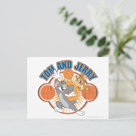 Tom en Jerry Basketball 4 Briefkaart (Staand voorkant)