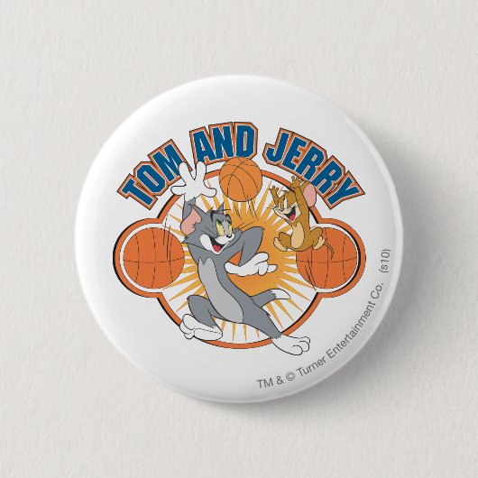 Tom en Jerry Basketball 4 Ronde Button 5,7 Cm (Voorkant)