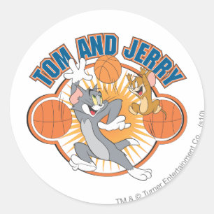 Tom en Jerry Basketball 4 Ronde Sticker