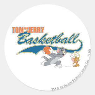 Tom en Jerry Basketball 5 Ronde Sticker