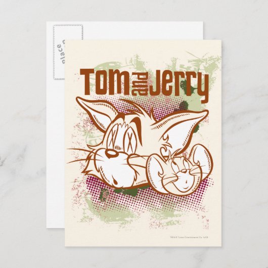Tom en Jerry Brown en Green Briefkaart (Voorkant / Achterkant)