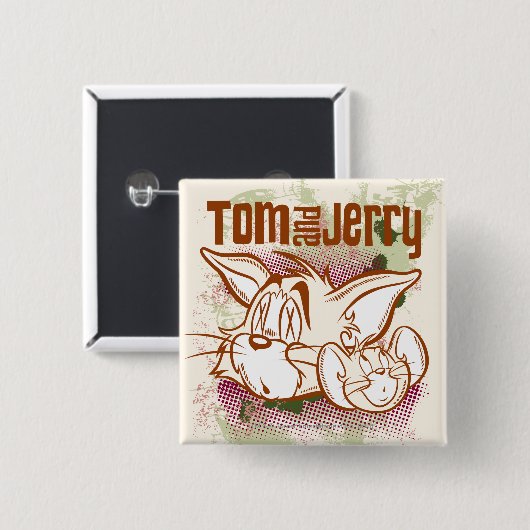 Tom en Jerry Brown en Green Vierkante Button 5,1 Cm (Voorkant /achterkant)