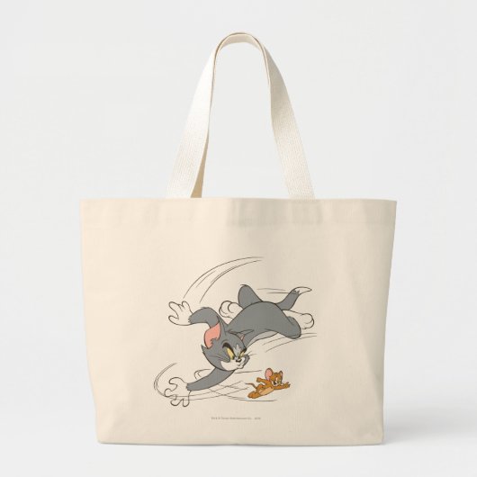 Tom en Jerry Chase Draaien Grote Tote Bag (Voorkant)