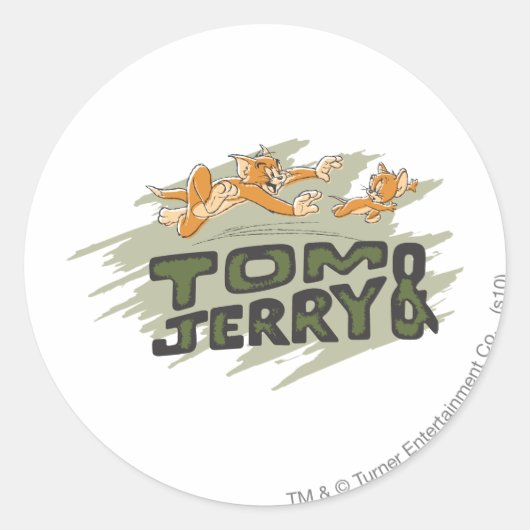 Tom en Jerry Chase Logo Ronde Sticker (Voorkant)