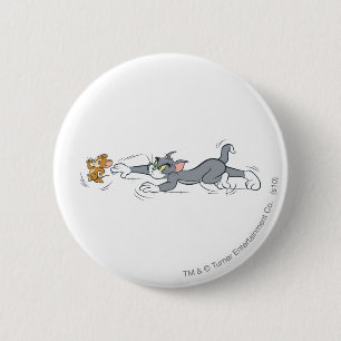 Tom en Jerry Chase Ronde Button 5,7 Cm