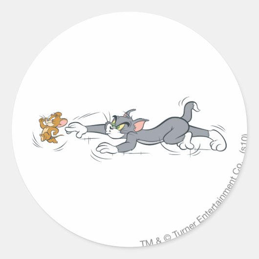 Tom en Jerry Chase Ronde Sticker (Voorkant)