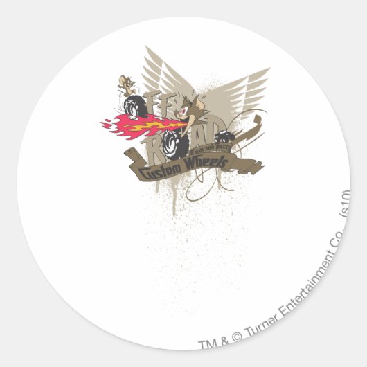 Tom en Jerry Custome Wheels Ronde Sticker (Voorkant)
