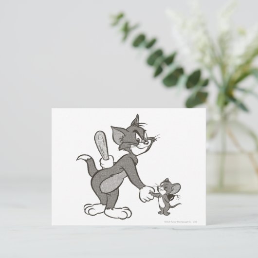 Tom en Jerry Deceitful Handshake Briefkaart (Staand voorkant)