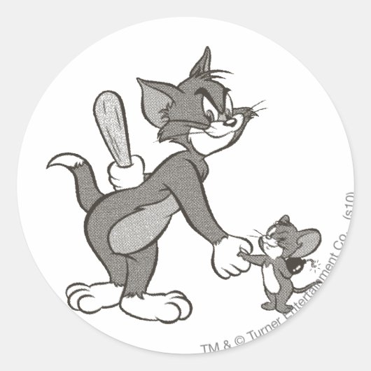 Tom en Jerry Deceitful Handshake Ronde Sticker (Voorkant)
