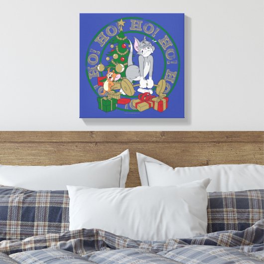 Tom en Jerry die Cadeaus openen Canvas Afdruk (Insitu (Slaapkamer))