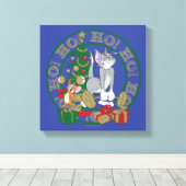 Tom en Jerry die Cadeaus openen Canvas Afdruk (Insitu (Houten vloer))