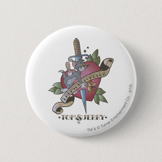 Tom en Jerry Enemies Forever 2 Ronde Button 5,7 Cm (Voorkant)