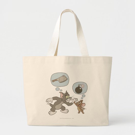 Tom en Jerry Evil Thoughts Grote Tote Bag (Voorkant)