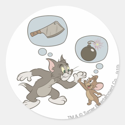 Tom en Jerry Evil Thoughts Ronde Sticker (Voorkant)