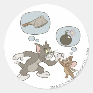 Tom en Jerry Evil Thoughts Ronde Sticker