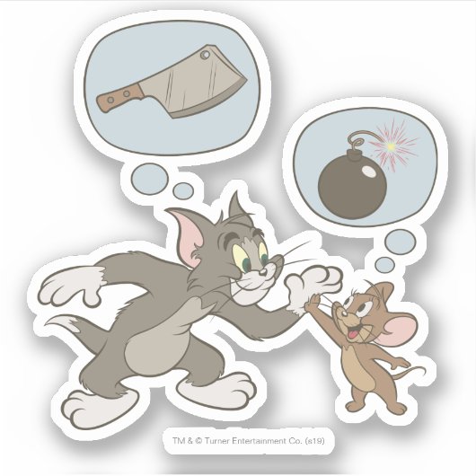 Tom en Jerry Evil Thoughts Sticker (Voorkant)