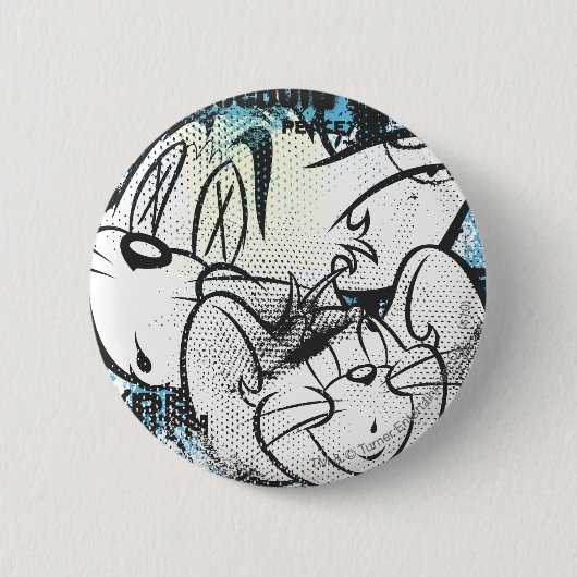 Tom en Jerry Grimey Ronde Button 5,7 Cm (Voorkant)