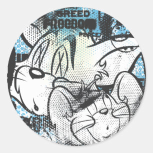 Tom en Jerry Grimey Ronde Sticker