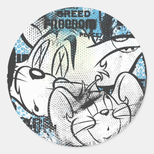 Tom en Jerry Grimey Ronde Sticker (Voorkant)