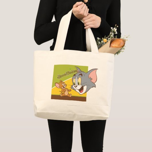 Tom en Jerry Hanna Barbera Logo Grote Tote Bag (Voorkant (product))