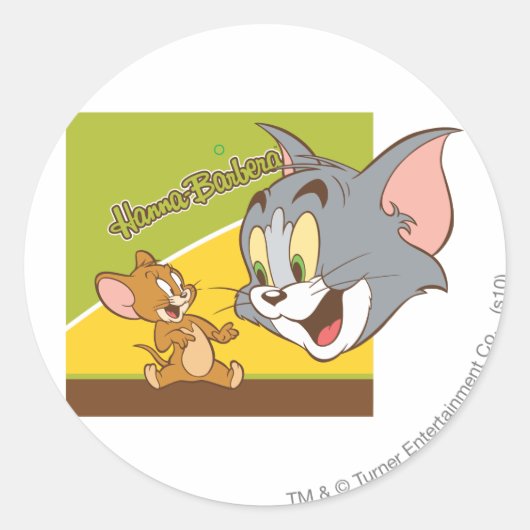 Tom en Jerry Hanna Barbera Logo Ronde Sticker (Voorkant)