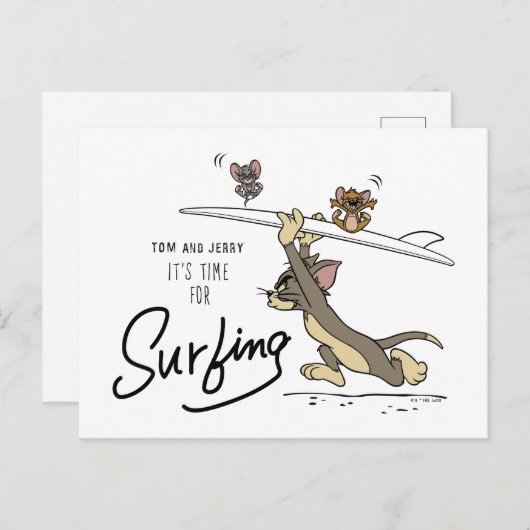 Tom en Jerry "Het is tijd om te surfen" Briefkaart (Voorkant / Achterkant)
