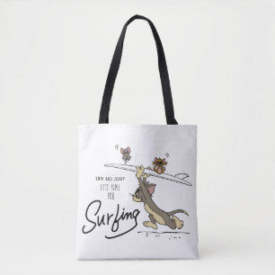 Tom en Jerry "Het is tijd om te surfen" Tote Bag