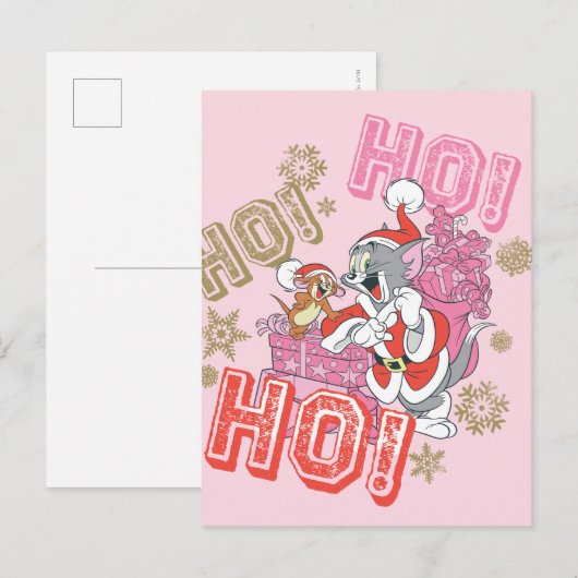 Tom en Jerry "Ho! Ho! Ho!" Santa Cadeau Feestdagenkaart (Voorkant / Achterkant)