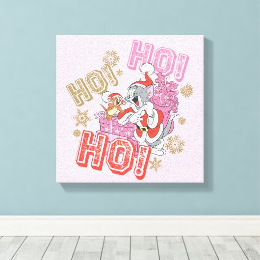 Tom en Jerry "Ho! Ho! Ho!" Santa Cft-levering Canvas Afdruk (Insitu (Houten vloer))