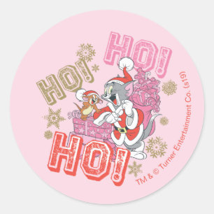 Tom en Jerry "Ho! Ho! Ho!" Santa Cft-levering Ronde Sticker