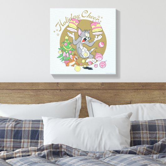 Tom en Jerry Holiday Cheer Canvas Afdruk (Insitu (Slaapkamer))