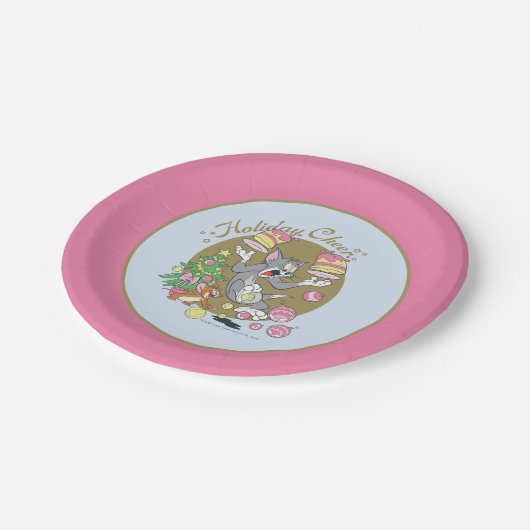 Tom en Jerry Holiday Cheer Papieren Bordje (Gekanteld)