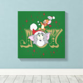 Tom en Jerry Holiday Joy Canvas Afdruk (Insitu (Houten vloer))