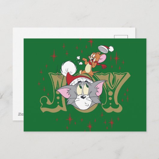 Tom en Jerry Holiday Joy Feestdagenkaart (Voorkant / Achterkant)