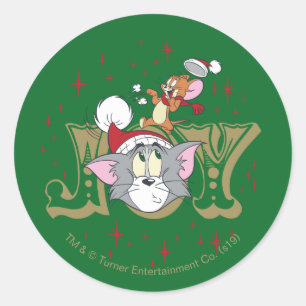 Tom en Jerry Holiday Joy Ronde Sticker