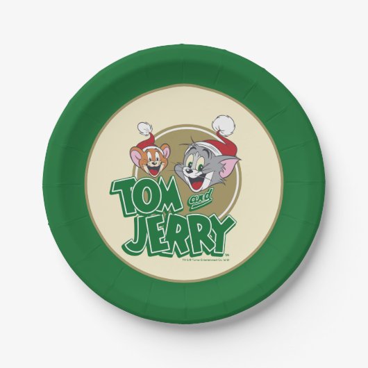 Tom en Jerry Holiday Logo Papieren Bordje (Voorkant)